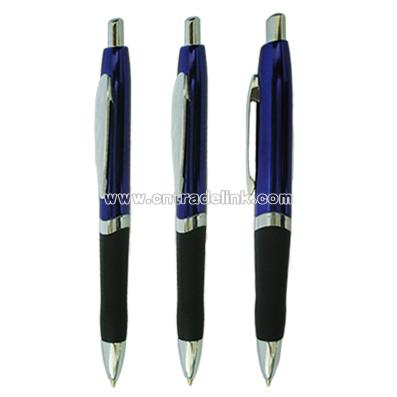 Metal Ball Pen with Chrome Plated Finish, Rubber Grip and Click Action