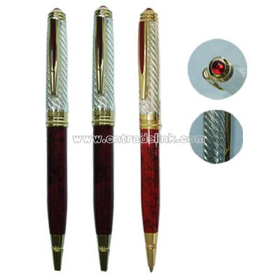 Metal Ball Pens with Twist Action and Crystal Design