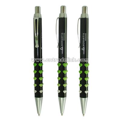 Metal Ballpoint Pens with Heart Shaped Silicone Grip