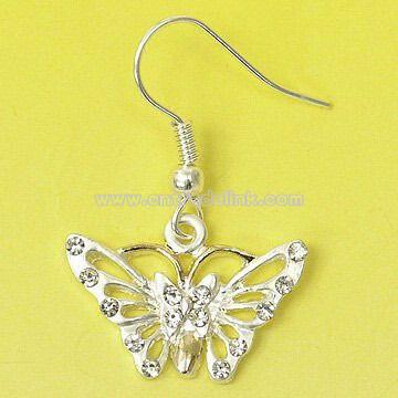 Metal Earrings with Butterfly Design