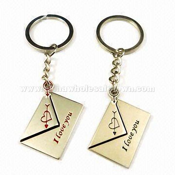 Metal Envelope Shaped Couple Keychains
