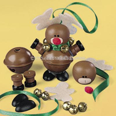Metal Jingle Bell And Wooden Reindeer Ornament Craft Kit