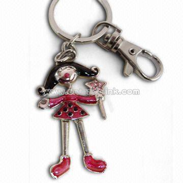 Metal Keychain with Rhinestone Material