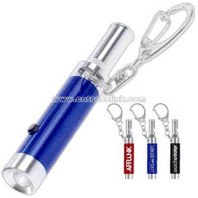 Metal LED light whistle and clip keyring