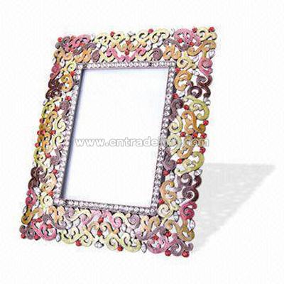 Metal Photo Frame with Crystals and Stones Decoration