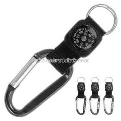 Metal carabiner with compass