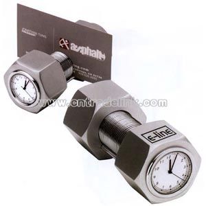 Metal nut and bolt shape clock
