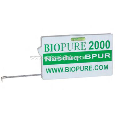 Metal tape measure with built-in level and retract button