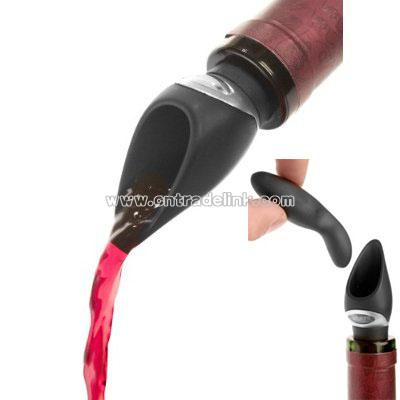 Metrokane Wine Pourer with Stopper, Black