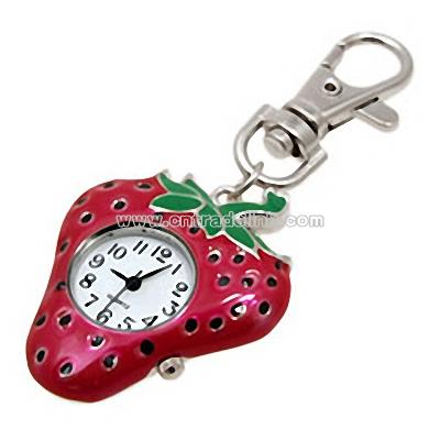 Mini Fashion Strawberry Quartz Key Chain Watch
