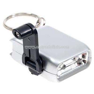 Mini Hand-Crank 2-LED Dynamo Flashlight with Keychain