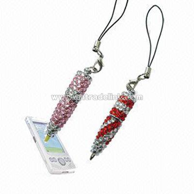 Mini Mobile Novelty Pen with Rhinestones/Crystal Decorations