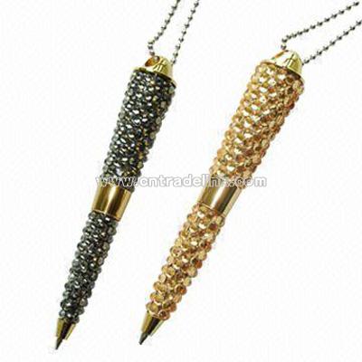 Mini mobile Ballpen with Rhinestones/Crystal Decora with keychain