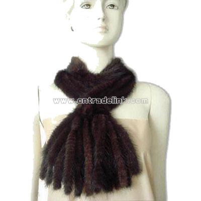 Mink Fur Knitted Scarf