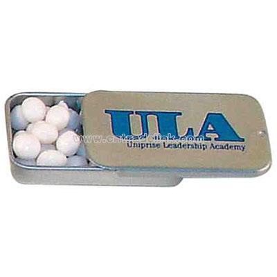 Mints filled in a silver slider tin