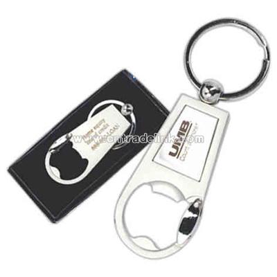 Mirrored carabiner key tag with can opener
