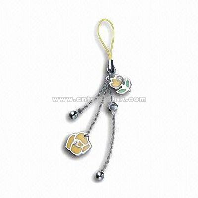 Mobile Phone Strap with Color Drop and Crystal