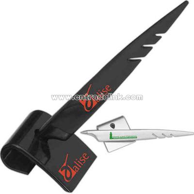Mock quill ballpoint pen with stand