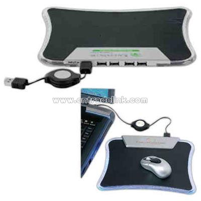 Mouse pad with 4-port USB hub