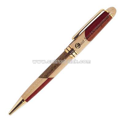 Multi-colored wood ballpoint pen