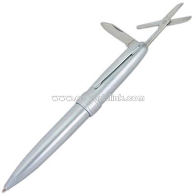 Multi function ballpoint pen with knife and scissors