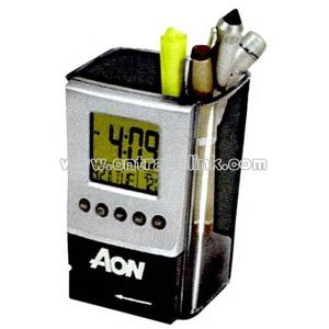 Multi pen and pencil holder clock