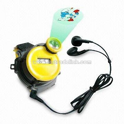 Multifunction FM Radio Watch with Projector and Earphones