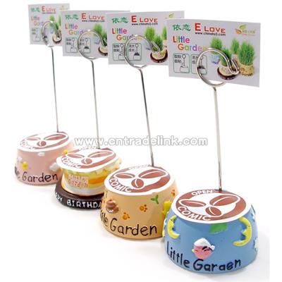 Name Card Holder With Grass Plant