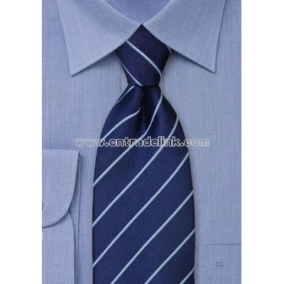 Navy blue striped necktie
