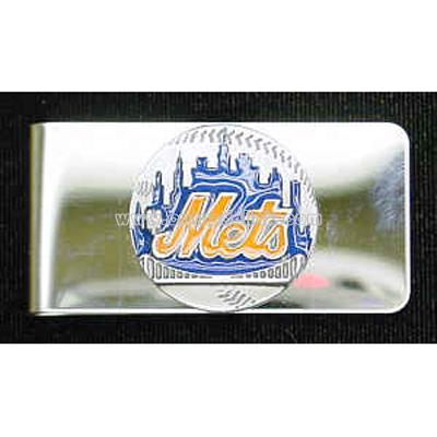 New York Mets Pewter Enameled Money Clip