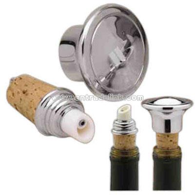 Nickel plated wine bottle stopper with screw-off top