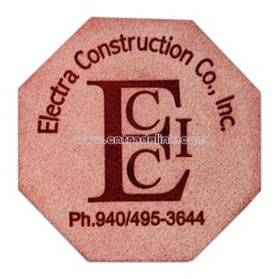 Octagon Natural russet suede leather coaster
