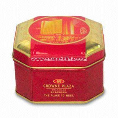 Octagonal Shaped Tin Biscuit Box