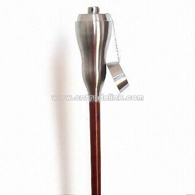 Oil Lamp with Stainless Steel and Wooden Pole