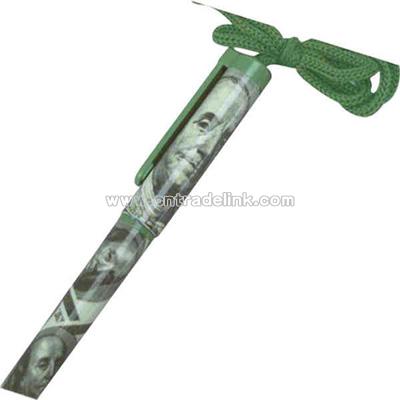 One hundred dollar bill pen necklace