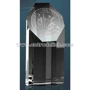 Optical crystal octagon tower award