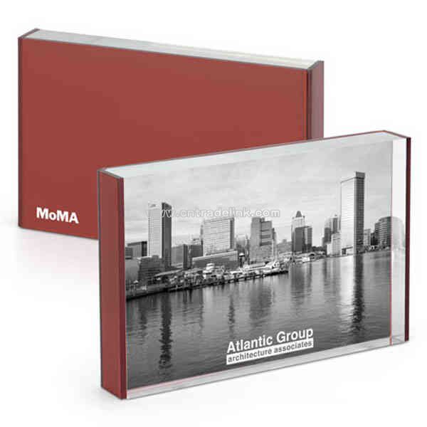 Optical quality acrylic with MoMA logo screened on backside