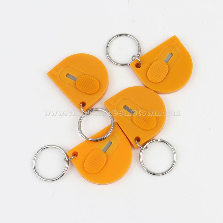 Orange Envelop Letter Opener Knife Plastic Letter Opener with Key Ring