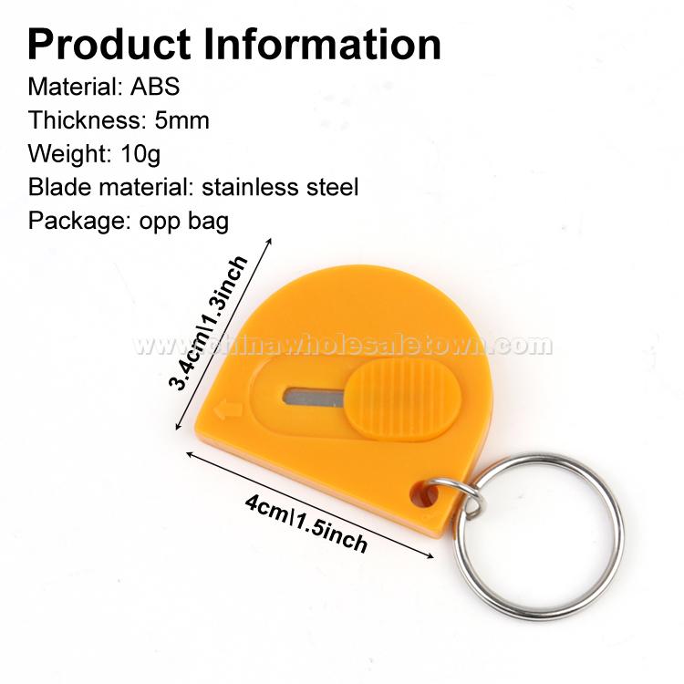 Orange Envelop Letter Opener Knife Plastic Letter Opener with Key Ring