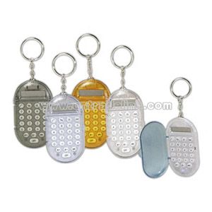 Oval flip-open key chain calculators