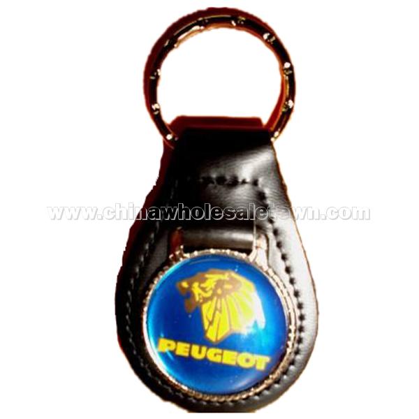 PEUGEOT AUTO LEATHER KEYCHAIN KEY CHAIN RING FOB