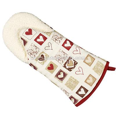 Patchwork Hearts Oven Mitt