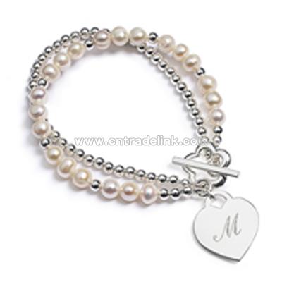 Pearl Strand Heart Bracelet