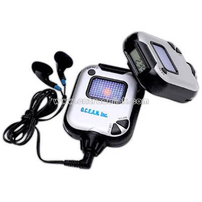 Pedometer with FM scan radio