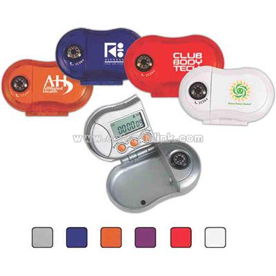 Pedometer with compass and stop watch