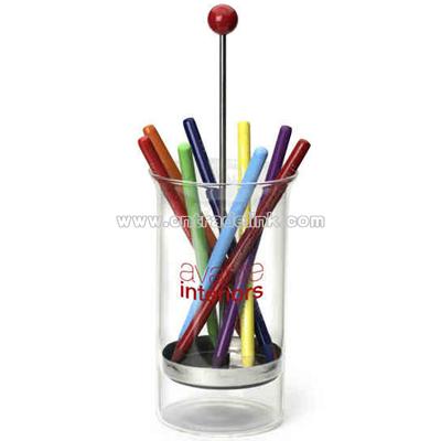 Pen and pencil holder inspired by classic straw dispenser