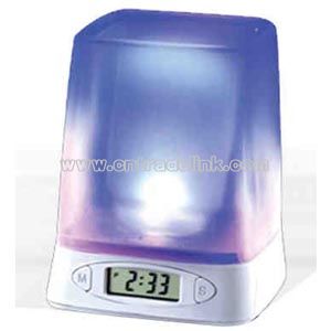 Pen holder with clock