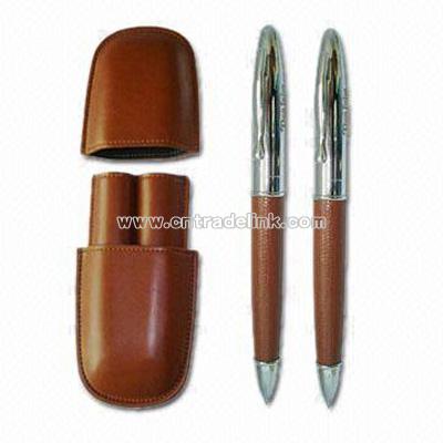 Pen sets Ball Pen with Leather Pen Pouch