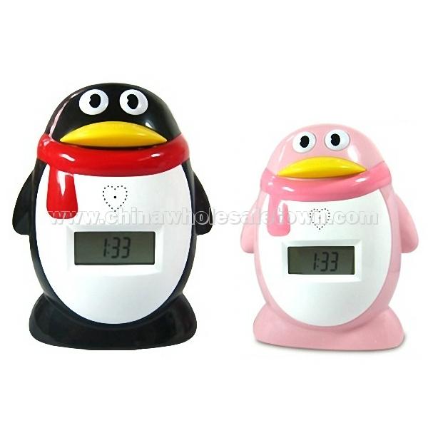 Penguin Digital Clock Count Coin Piggy Bank