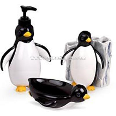 Penguin Party 3-Piece Bath Accessory Set